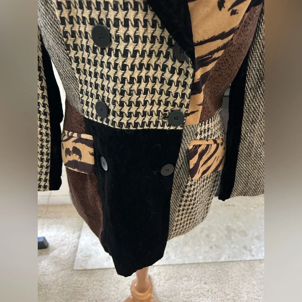 Stanley Blacker Vintage Patchwork  Blazer - Black, Brown, Tan - Picture 3 of 12
